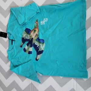 Bluecarats men's s/s tee shirt.  100% Cotton NWT Multicolor bird graphic 2XL